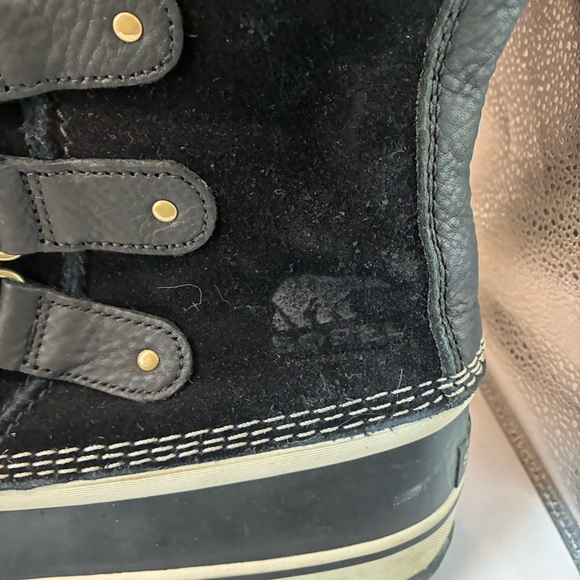 SOREL Women's Joan of Arctic Waterproof Winter Boots in black/quarry Size 10 - Picture 9 of 9